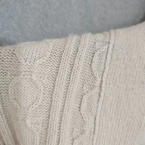 Salvatore Ferragamo Cashmere Cotton XO Cable Knit Stitch Cardigan Mens M Ivory - Picture 5 of 14